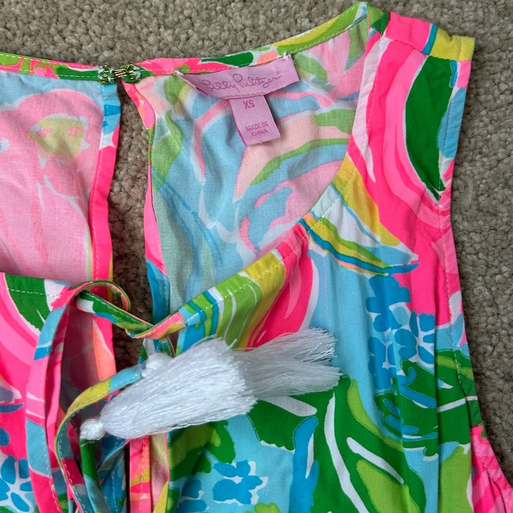 Lilly Pulitzer Pink and Green Patterned shorts romper